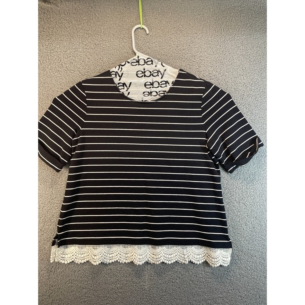 Croft & Barrow Womens Classic Tee Shirt Short Sleeve Striped L Large